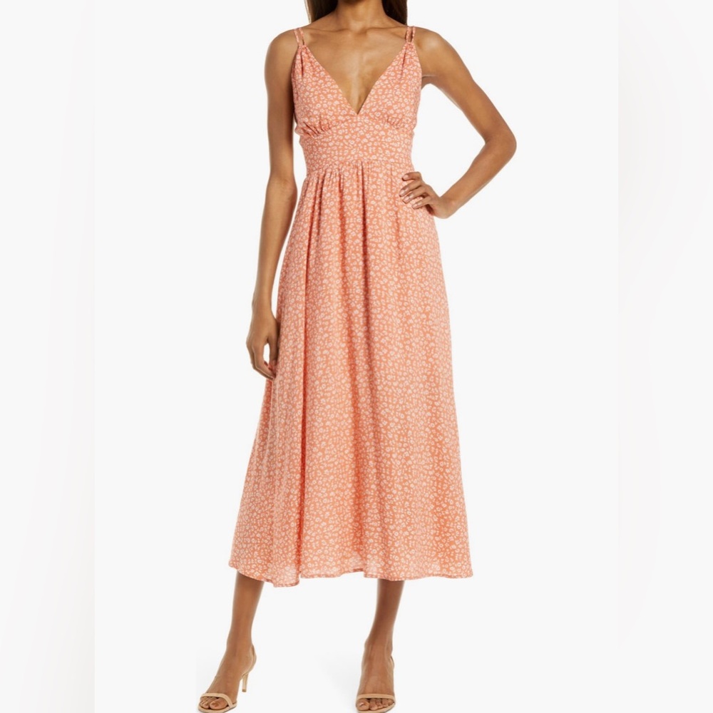 Steve Madden Orange Floral Midi Dress